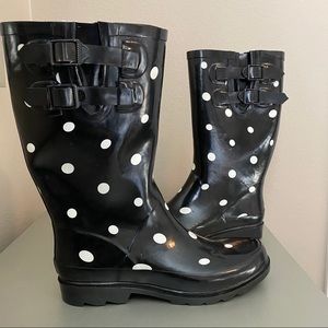 Black & White Polka Dot Rain Boots
